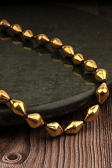 Gold Finish Long Necklace In Sterling Silver