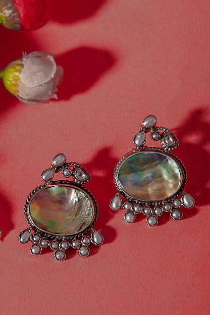 Gold Plated Mother Of Pearl Stud Earrings In Sterling Silver