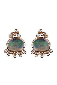 Gold Plated Mother Of Pearl Stud Earrings In Sterling Silver
