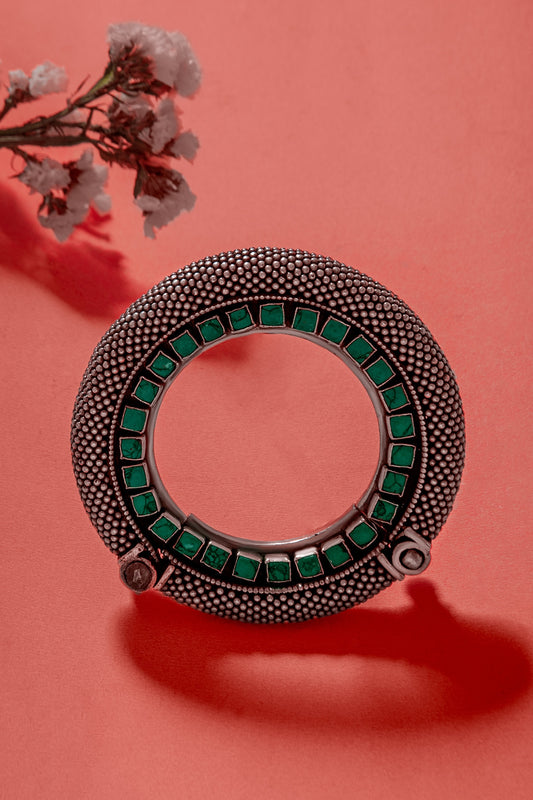 White Plated Turquoise Gemstone Bangle In Sterling Silver