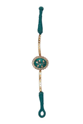 Gold Plated Kundan & Turquoise Gemstone Bracelet In Sterling Silver