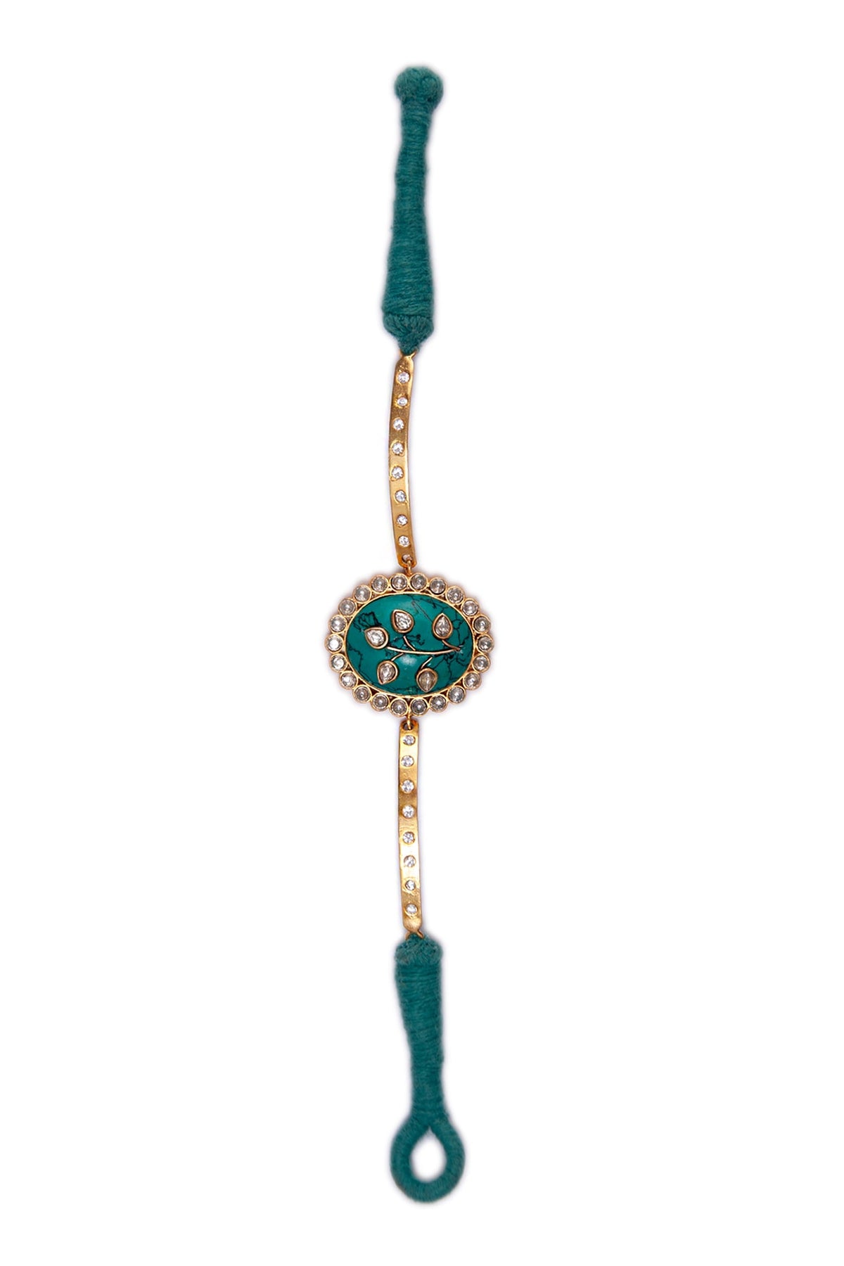 Gold Plated Kundan & Turquoise Gemstone Bracelet In Sterling Silver