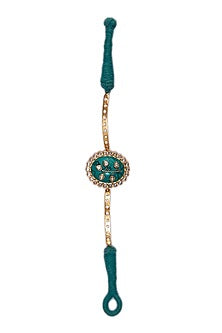 Gold Plated Kundan & Turquoise Gemstone Bracelet In Sterling Silver