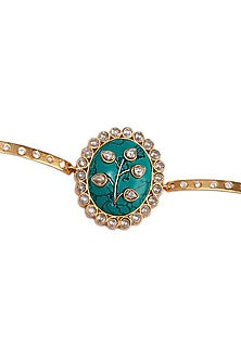 Gold Plated Kundan & Turquoise Gemstone Bracelet In Sterling Silver
