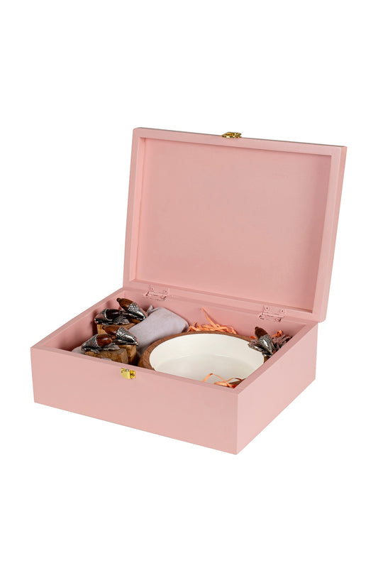 Brown Wood Metal Bowl & Napkin Rings (Set Of 10 )