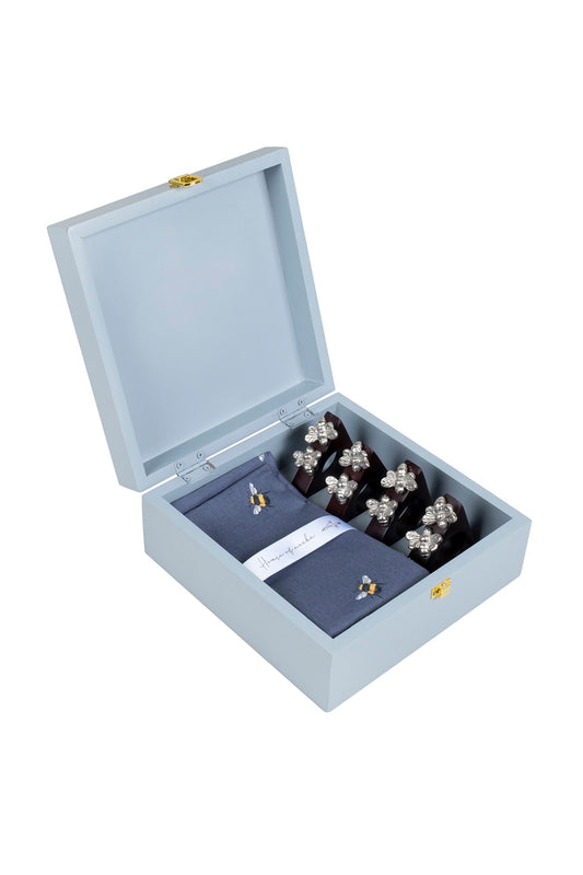 Brown & Silver Wood Metal Napkin Rings (Set Of 9)