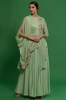Spring Green Embroidered Gown