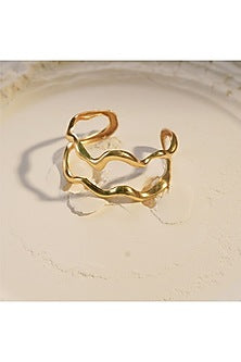 Gold Finish Handcrafted Ripple Handcuff