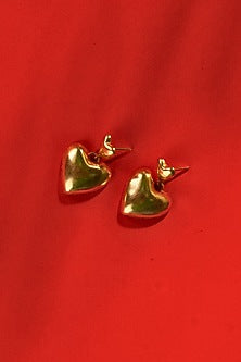 Gold Finish Heart Dangler Earrings