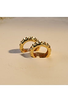 Gold Finish Bamboo Cuff Earrings
