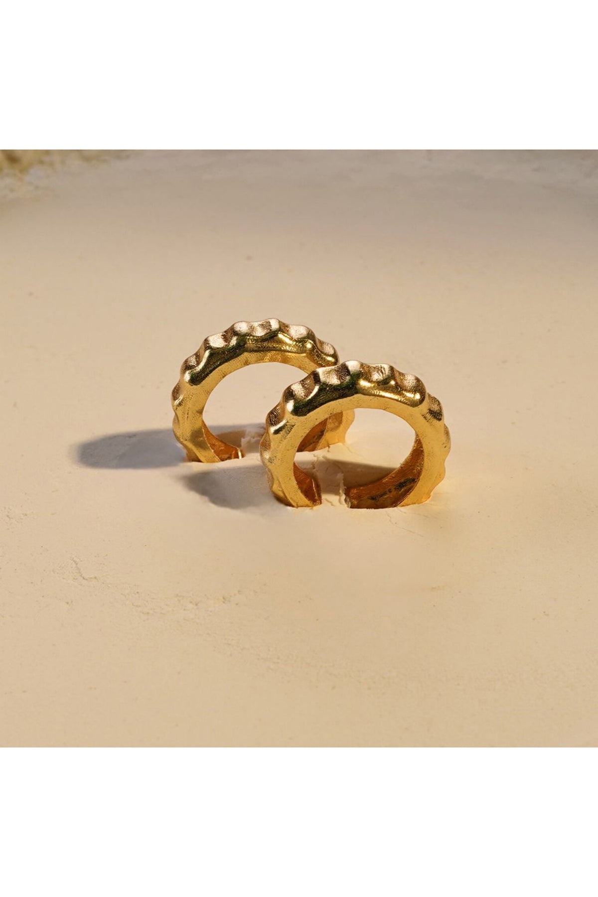 Gold Finish Bamboo Cuff Earrings