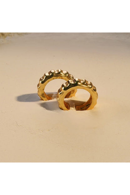Gold Finish Bamboo Cuff Earrings