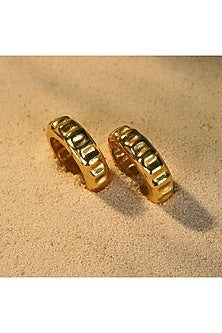 Gold Finish Bamboo Cuff Earrings