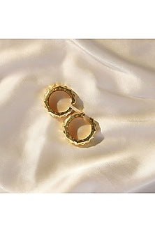 Gold Finish Bamboo Cuff Earrings