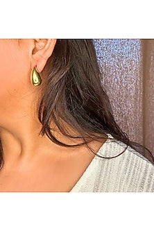 Gold Finish Handcrafted Drop Stud Earrings