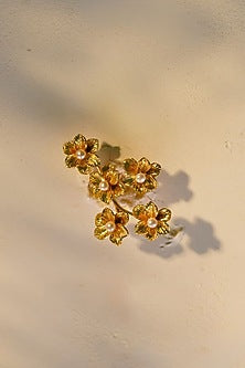 Gold Finish Handcrafted Floral Ring