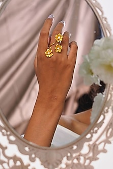 Gold Finish Handcrafted Floral Ring