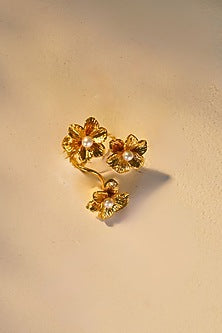 Gold Finish Handcrafted Floral Ring