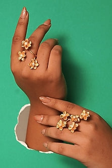 Gold Finish Handcrafted Floral Ring