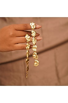 Gold Finish Handcrafted Ruffle Earrings