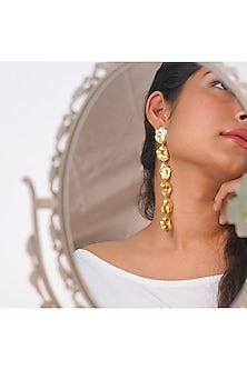 Gold Finish Handcrafted Ruffle Earrings