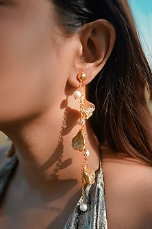 Gold Finish Pearl Handcrafted Dangler Earrings