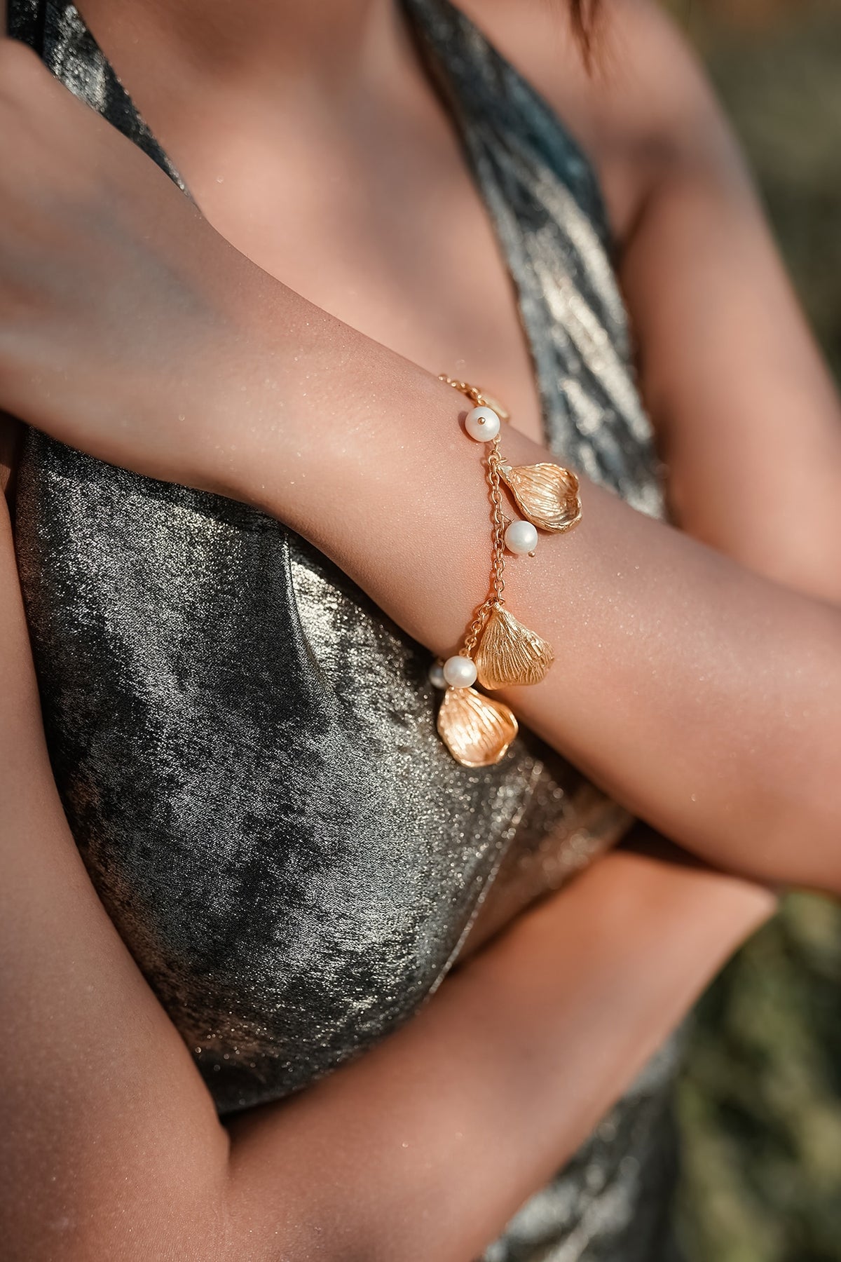Gold Finish Pearl Handcrafted Bracelet