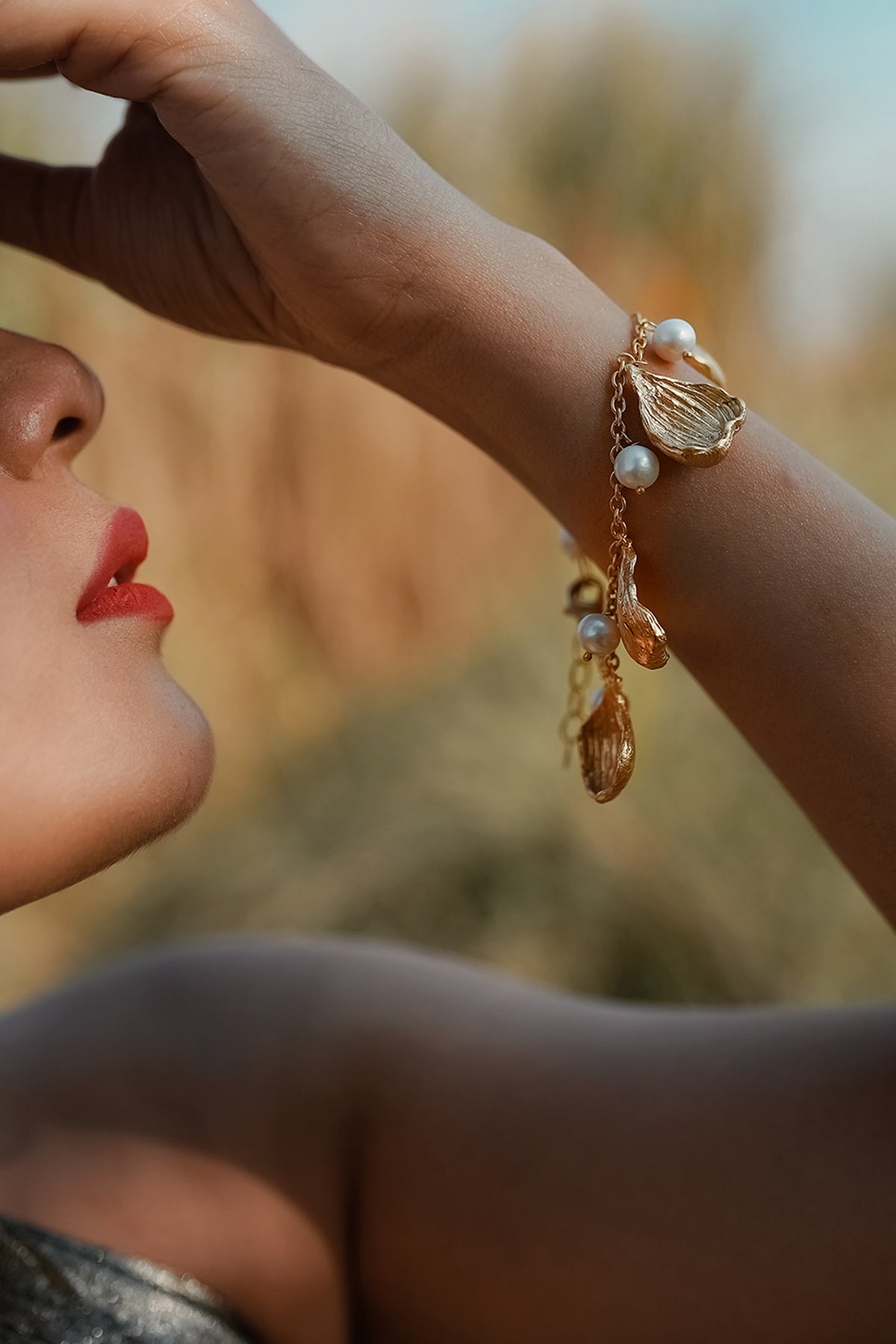 Gold Finish Pearl Handcrafted Bracelet