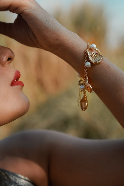 Gold Finish Pearl Handcrafted Bracelet
