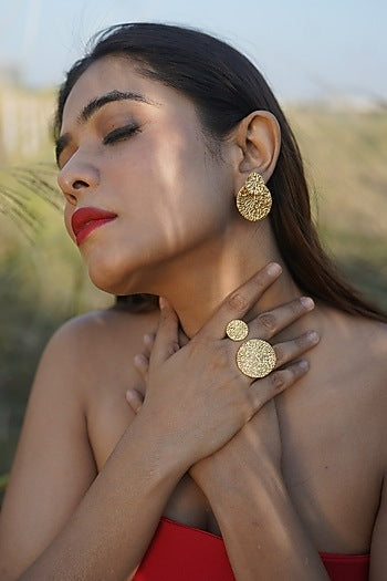 Gold Finish Handcrafted Dangler Earrings With Cuff