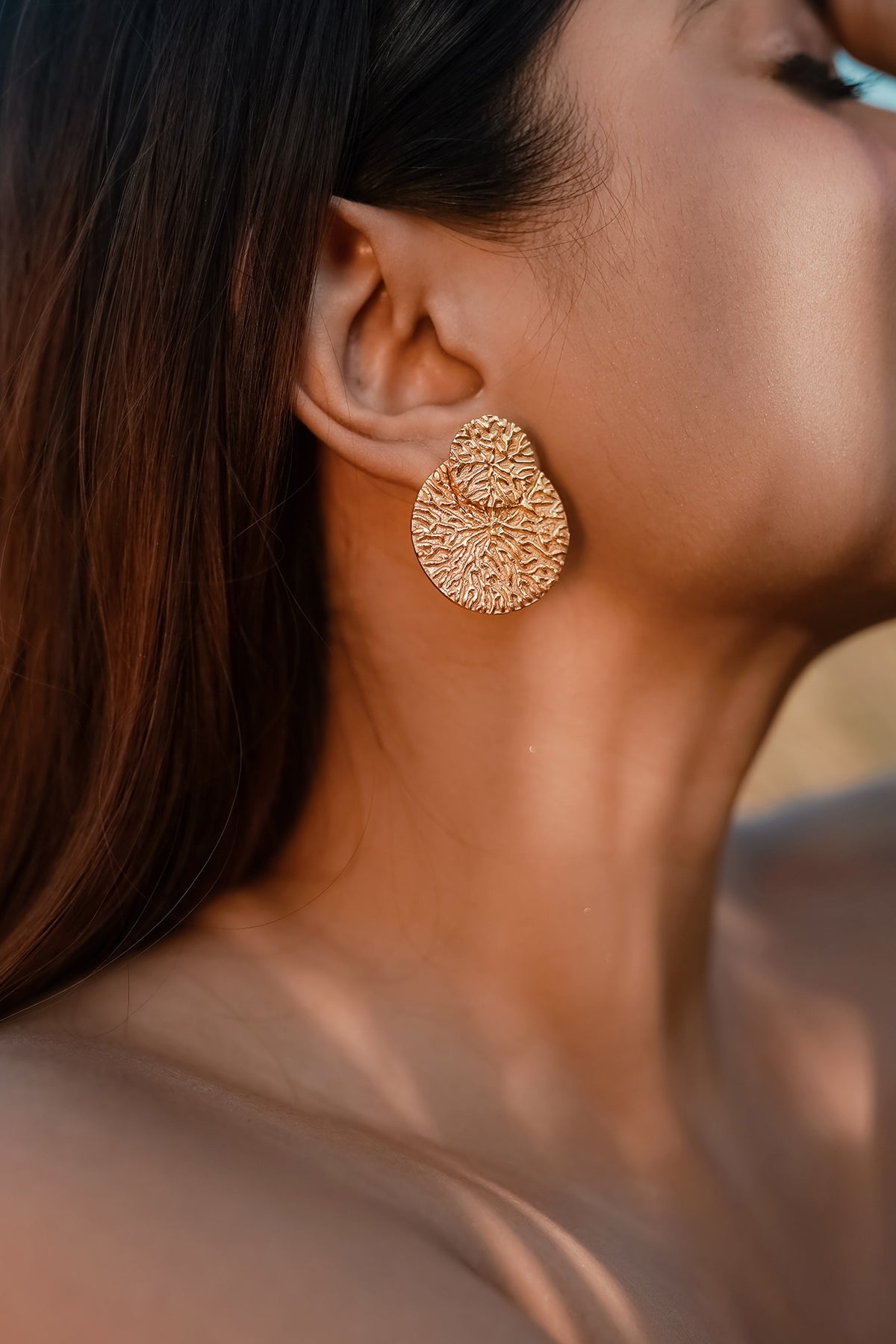 Gold Finish Handcrafted Dangler Earrings With Ring