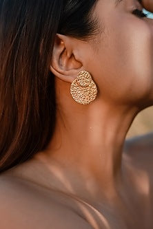 Gold Finish Handcrafted Dangler Earrings With Ring