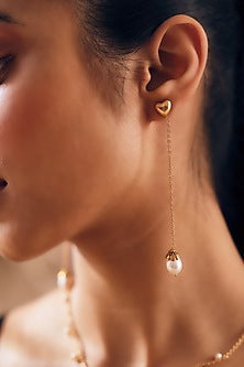 Gold Finish Pearl Handcrafted Dangler Earrings
