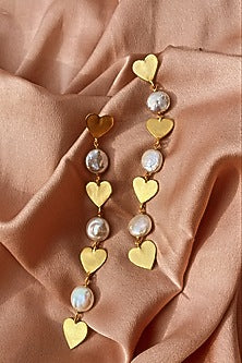 Gold Finish Pearl Handcrafted Dangler Earrings