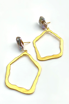 Gold Finish Baroque Pearl Handcrafted Dangler Earrings