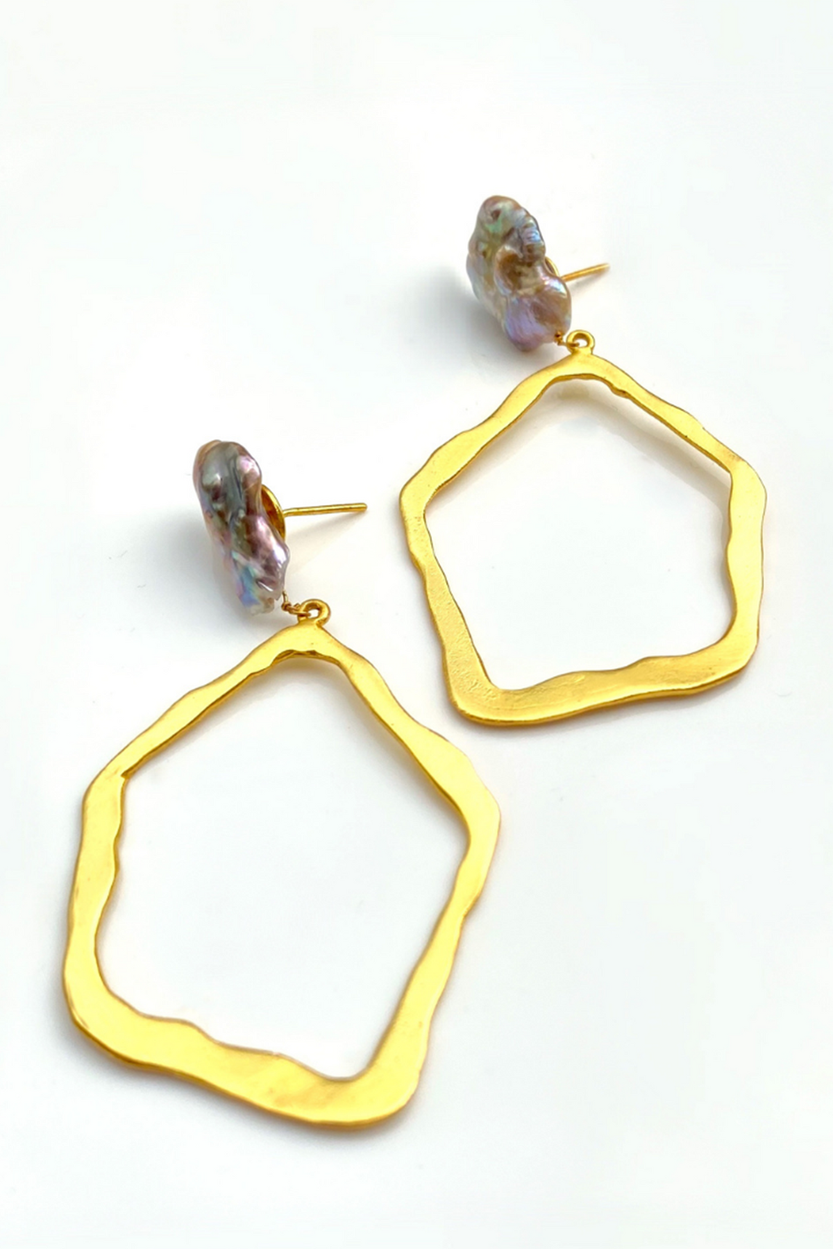 Gold Finish Baroque Pearl Handcrafted Dangler Earrings