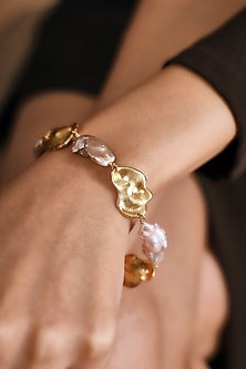 Gold Finish Baroque Pearl Handcrafted Bracelet