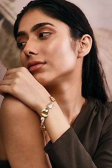 Gold Finish Baroque Pearl Handcrafted Bracelet