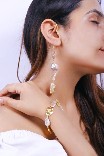 Gold Finish Baroque Pearl Handcrafted Bracelet