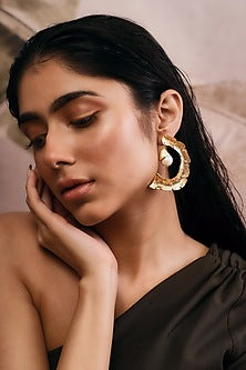 Gold Finish Baroque Pearl Handcrafted Dangler Earrings