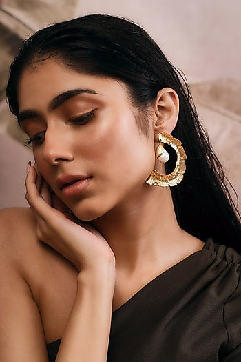 Gold Finish Baroque Pearl Handcrafted Dangler Earrings