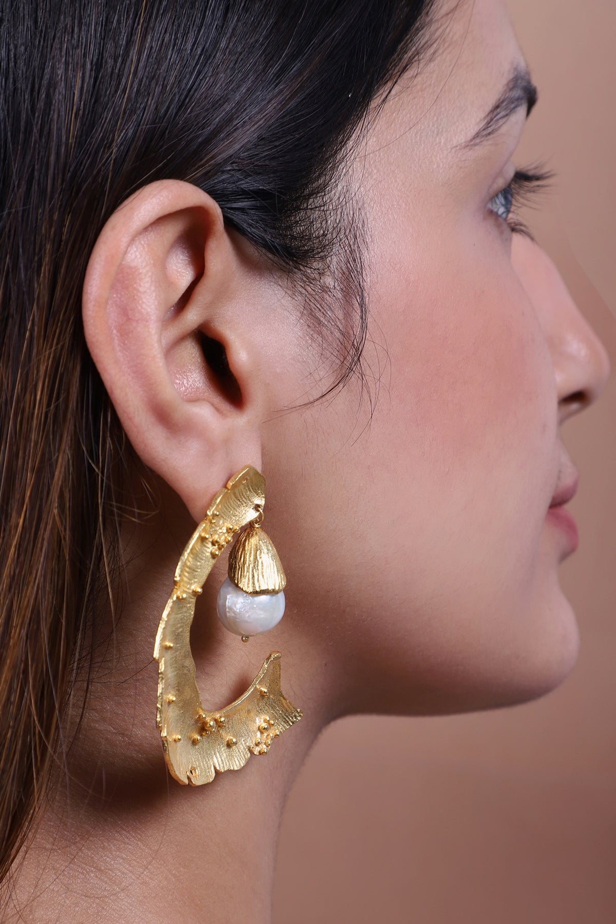Gold Finish Baroque Pearl Handcrafted Dangler Earrings