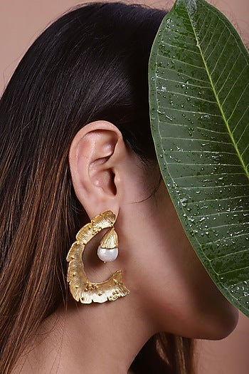 Gold Finish Baroque Pearl Handcrafted Dangler Earrings