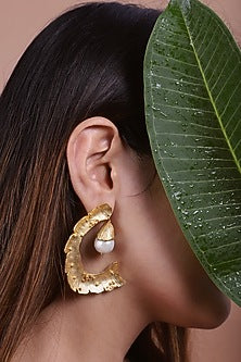 Gold Finish Baroque Pearl Handcrafted Dangler Earrings