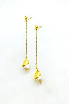 Gold Finish Baroque Pearl Handcrafted Dangler Earrings