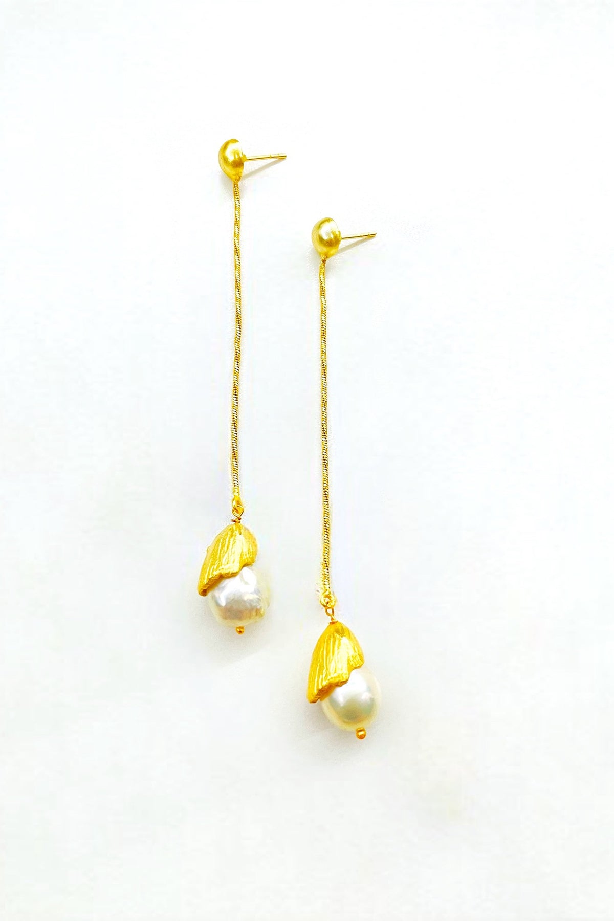 Gold Finish Baroque Pearl Handcrafted Dangler Earrings