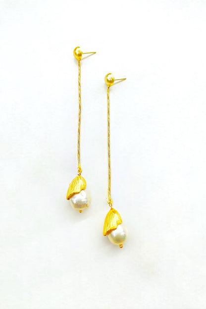 Gold Finish Baroque Pearl Handcrafted Dangler Earrings