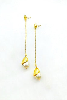 Gold Finish Baroque Pearl Handcrafted Dangler Earrings
