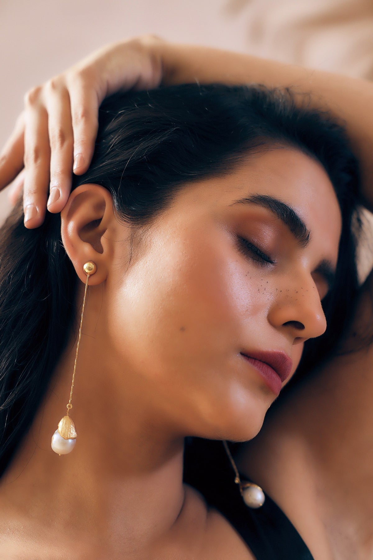 Gold Finish Baroque Pearl Handcrafted Dangler Earrings