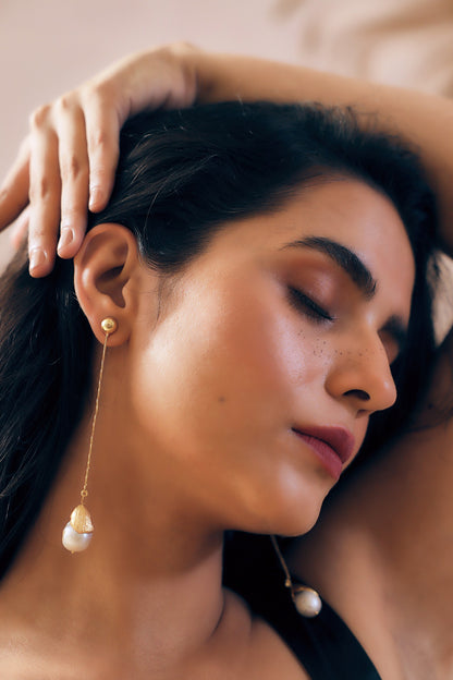 Gold Finish Baroque Pearl Handcrafted Dangler Earrings